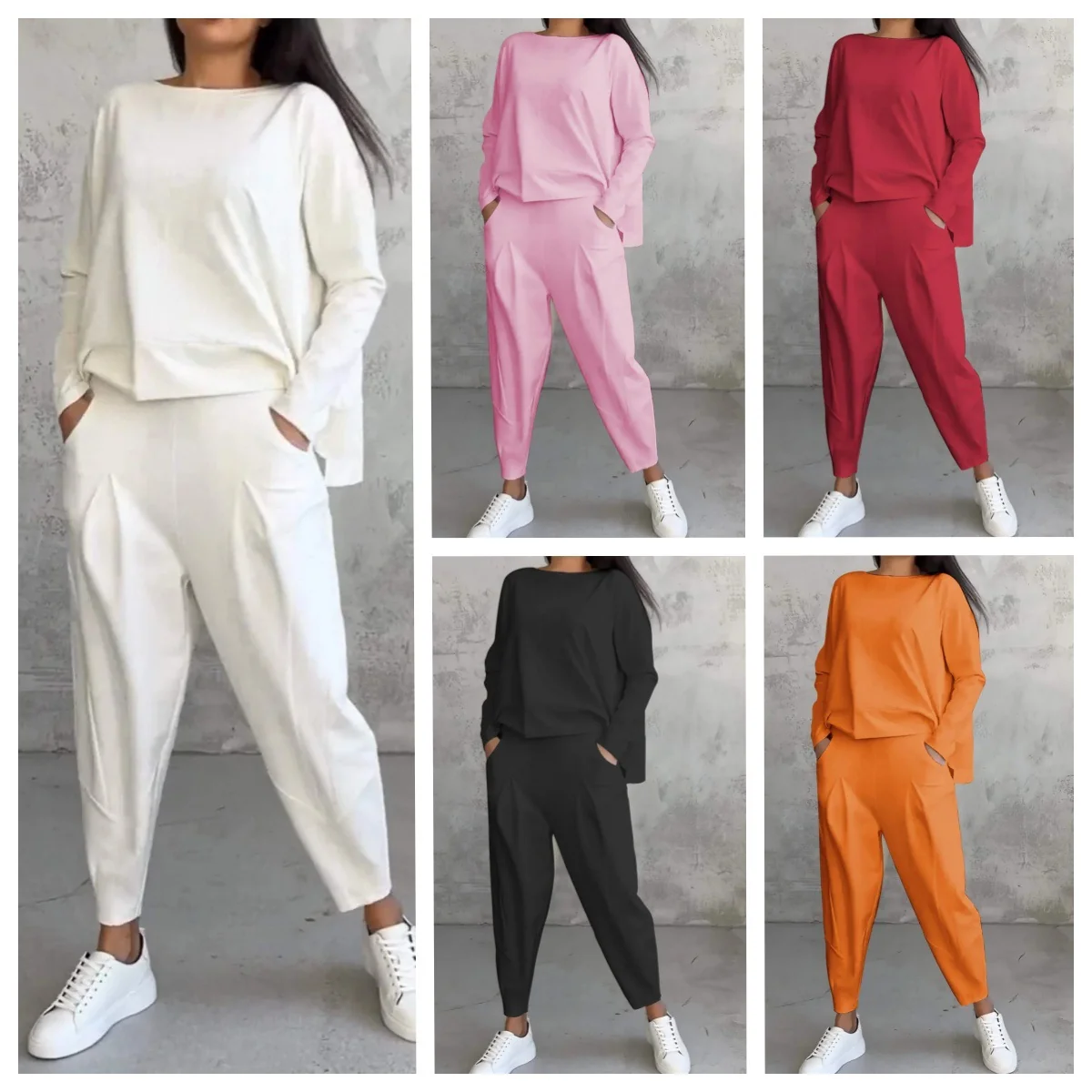 Casual Women's Solid Two-Piece Set — image 1
