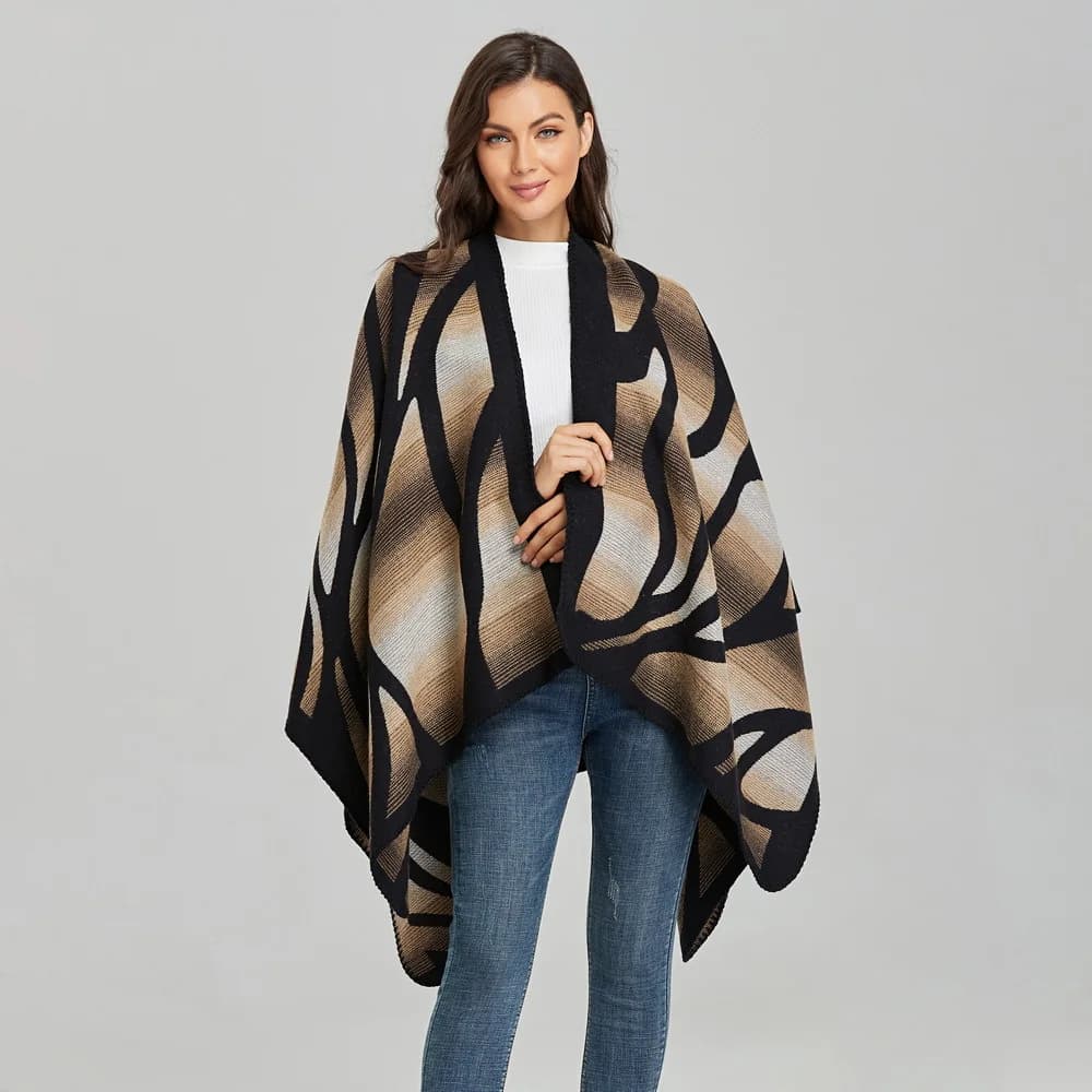 Classic Zebra Print Split Cape Poncho