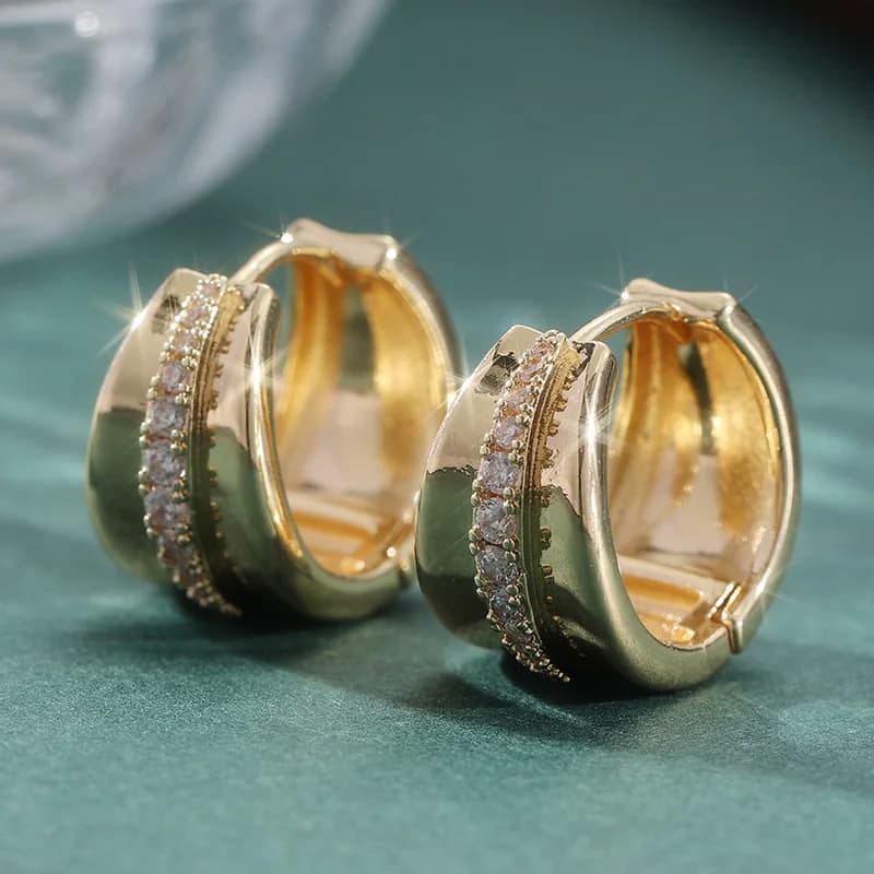 Crystal Wave Gold Hoop Earrings — image 1
