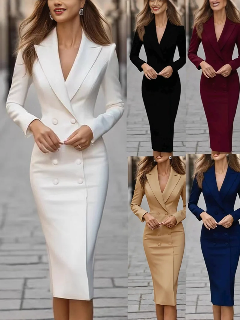 Double Breasted Long Sleeve Coat Dress — image 1