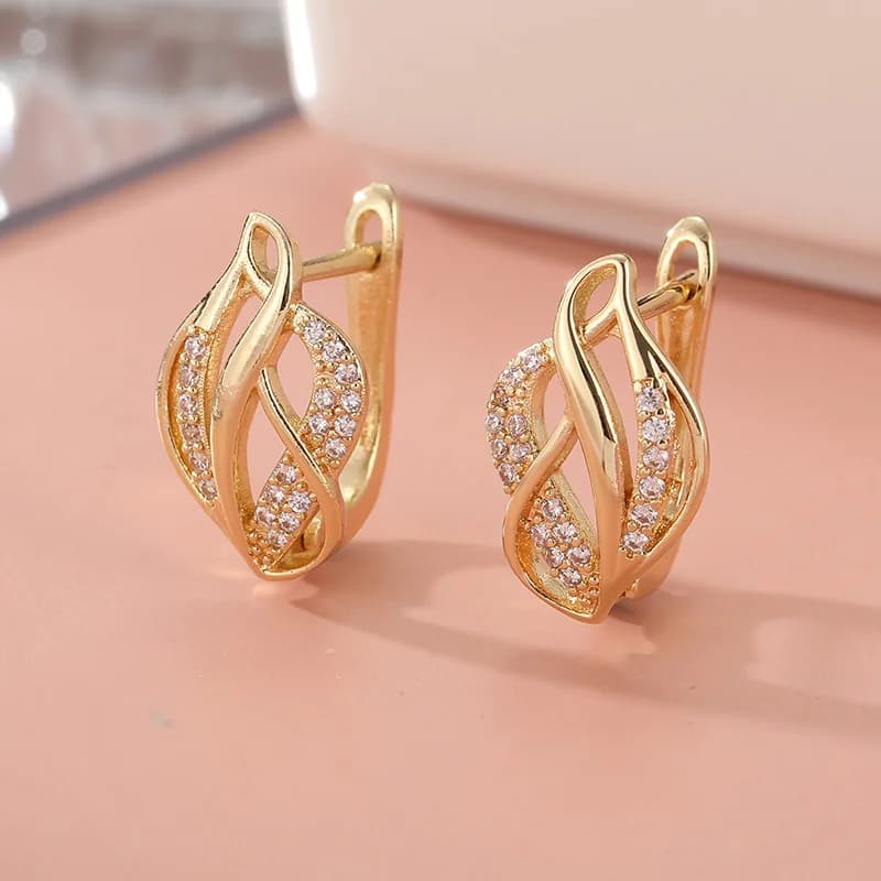 Elegant Crystal Twist Hoop Earrings — image 1