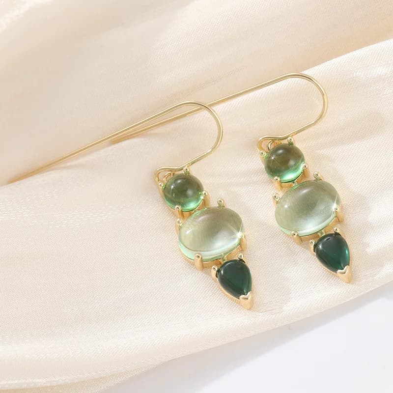 Elegant Green Stone Drop Earrings — image 1