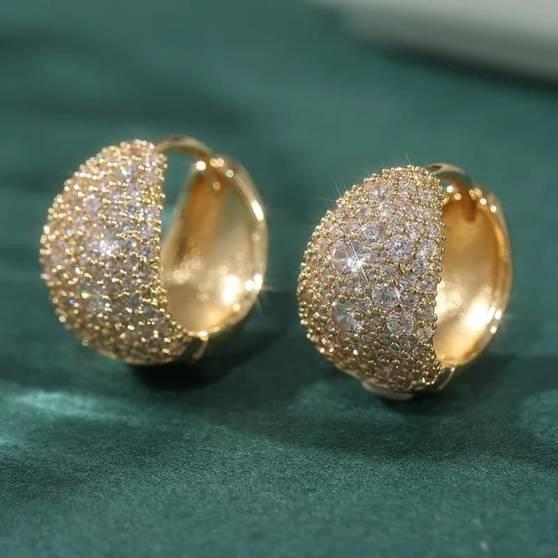 Elegant Pave Crystal Chunky Hoop Earrings — image 1