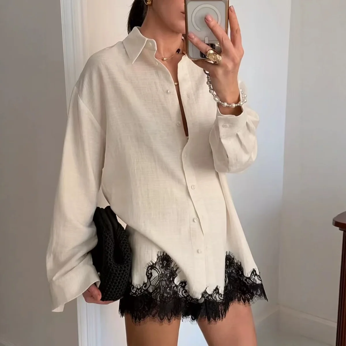 French Style Women Loose Long Sleeve Top — image 1