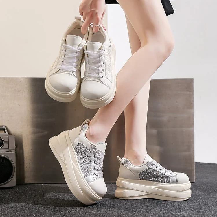 Glitter Sequin Platform Chunky Sneakers — image 1