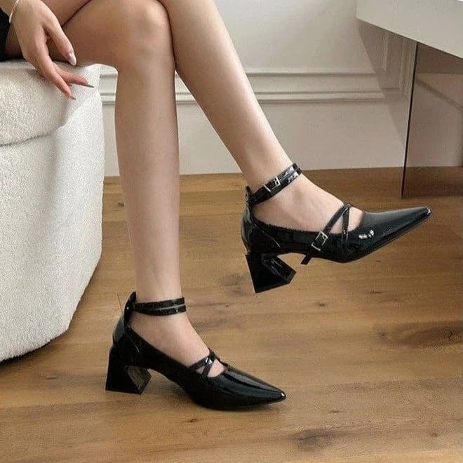 Glossy Patent Leather Mary Jane Heels — image 1