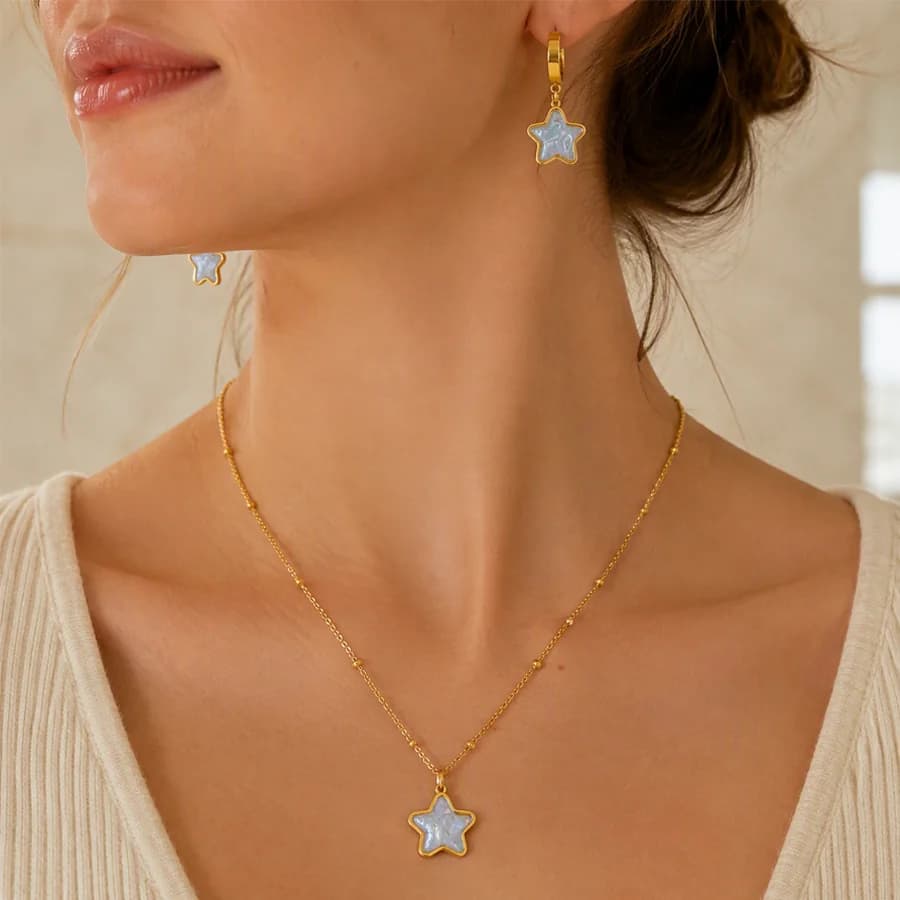 Gold Star Mother Of Pearl Jewelry Set — image 1