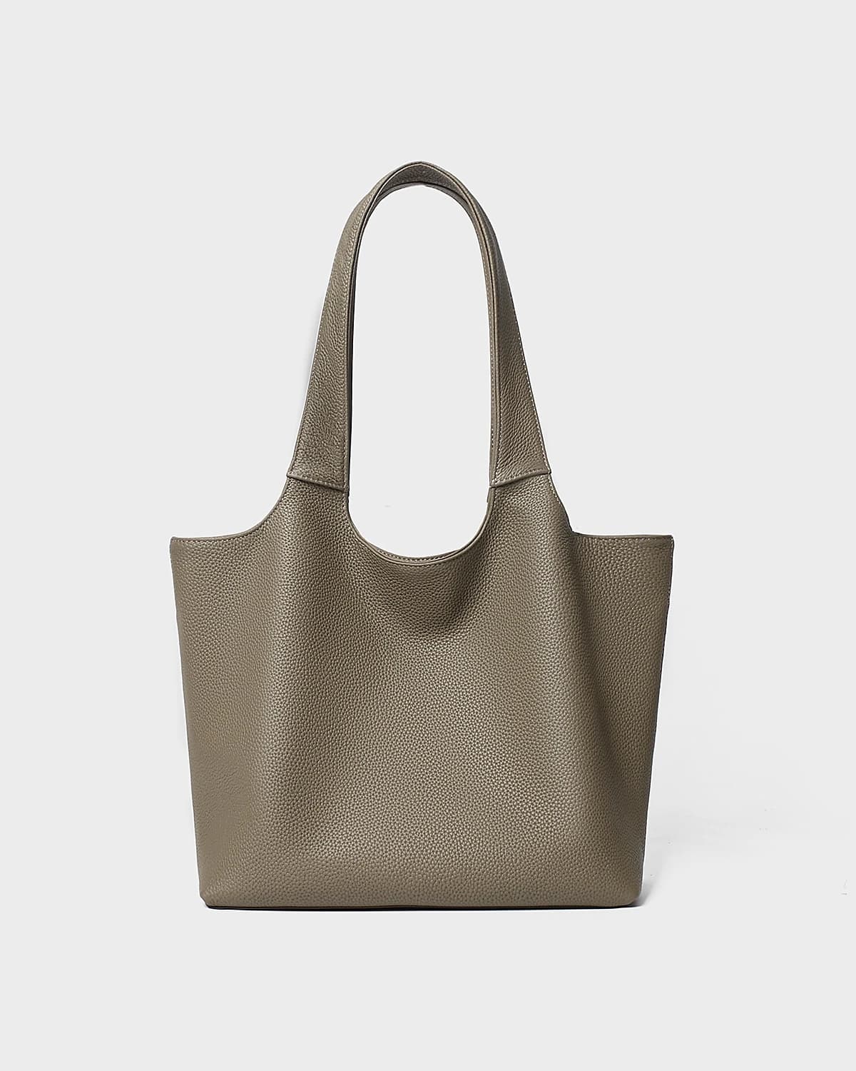 Grey Cowhide Leather Tote Bag, image 1