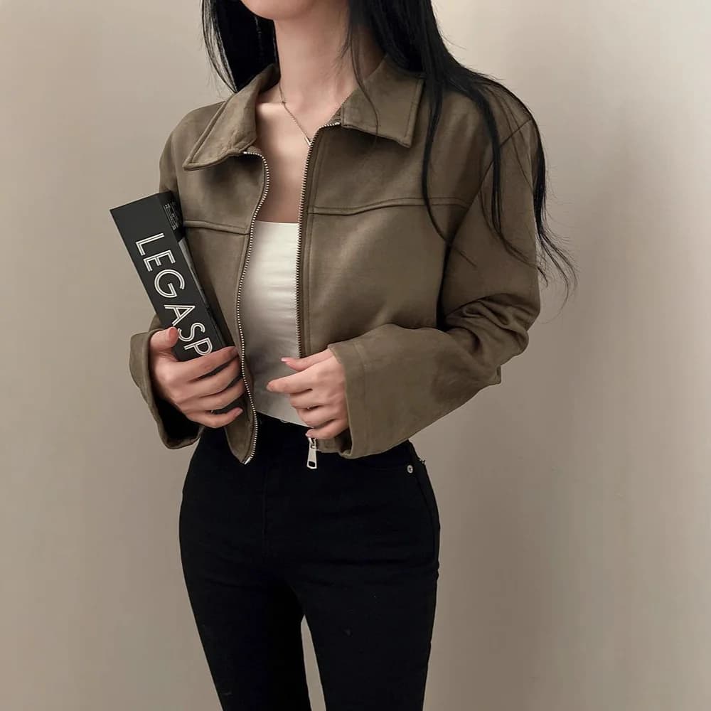 Retro Lapel Loose Faux Leather Jacket