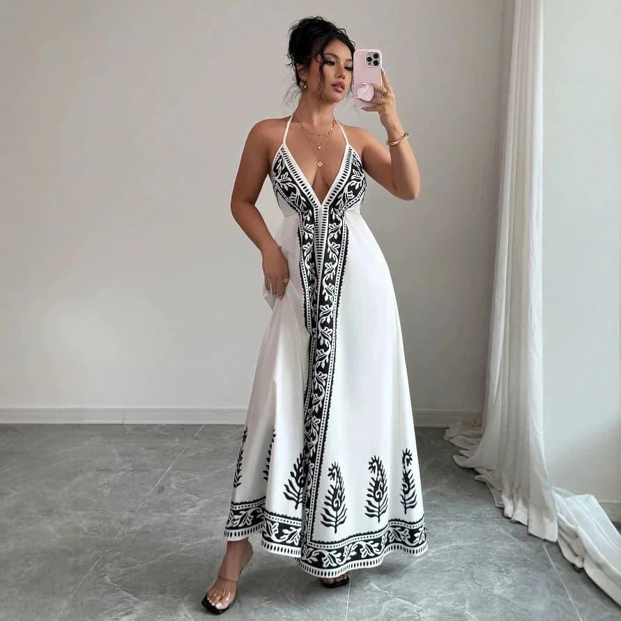 Summer Printed Suspender Slip Dress — image 1