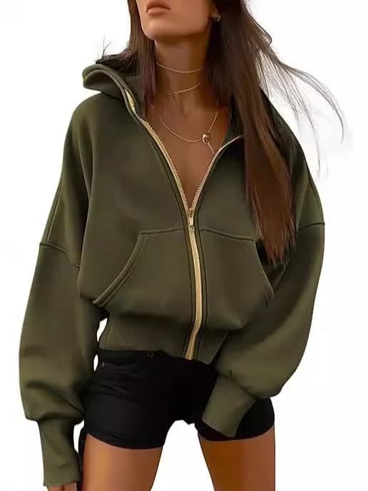 Women's Casual Plush Zipper Hoodie — image 1