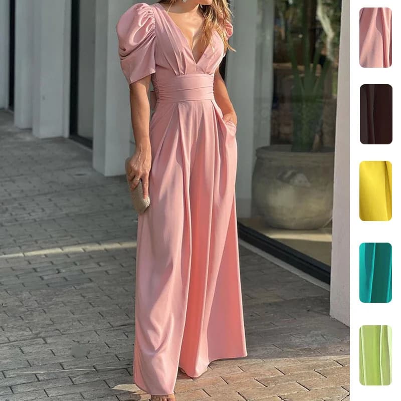 Women's High-Waisted Flared Pleated Jumpsuit — image 1