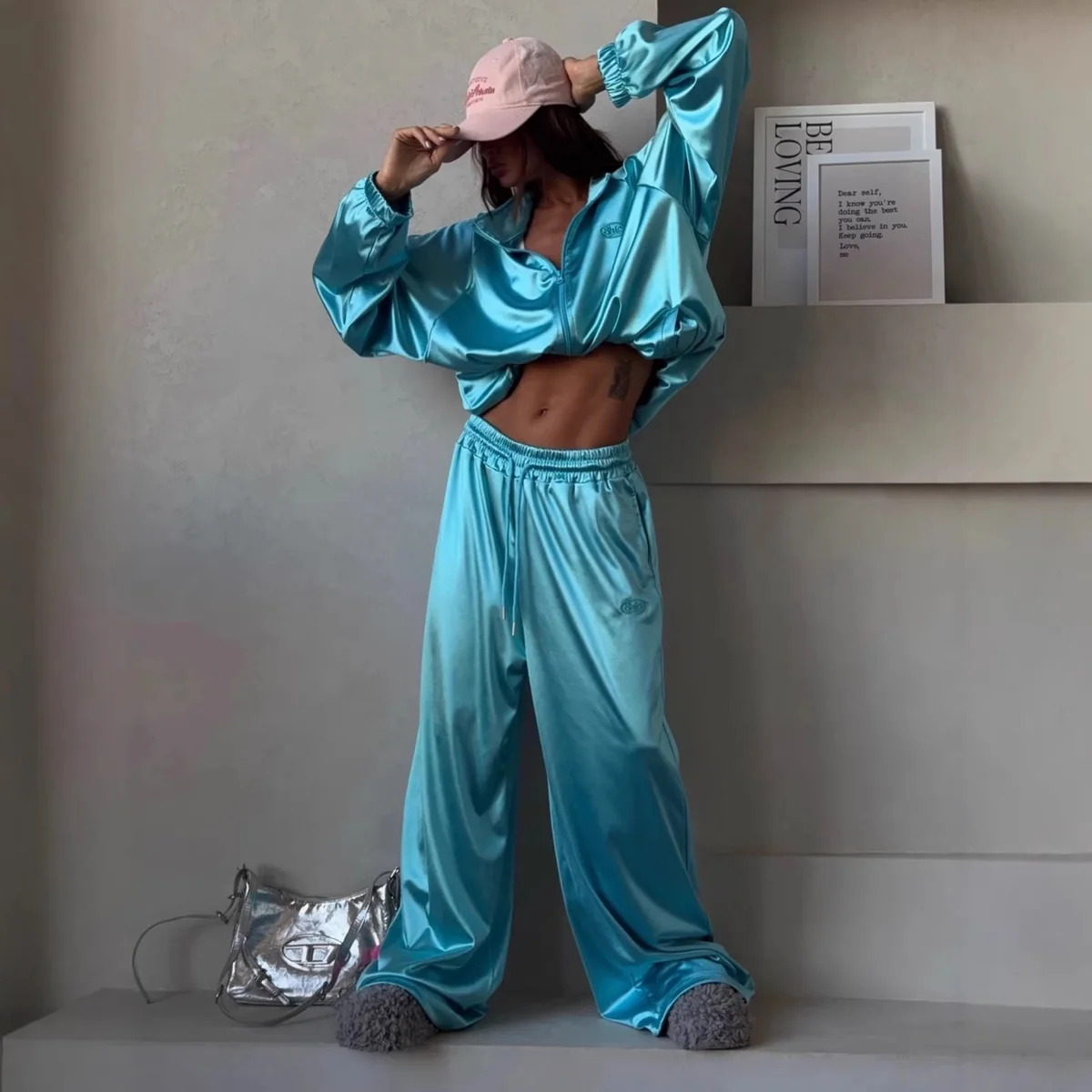 Women's Loose Fit Casual Two Piece Tracksuit Set