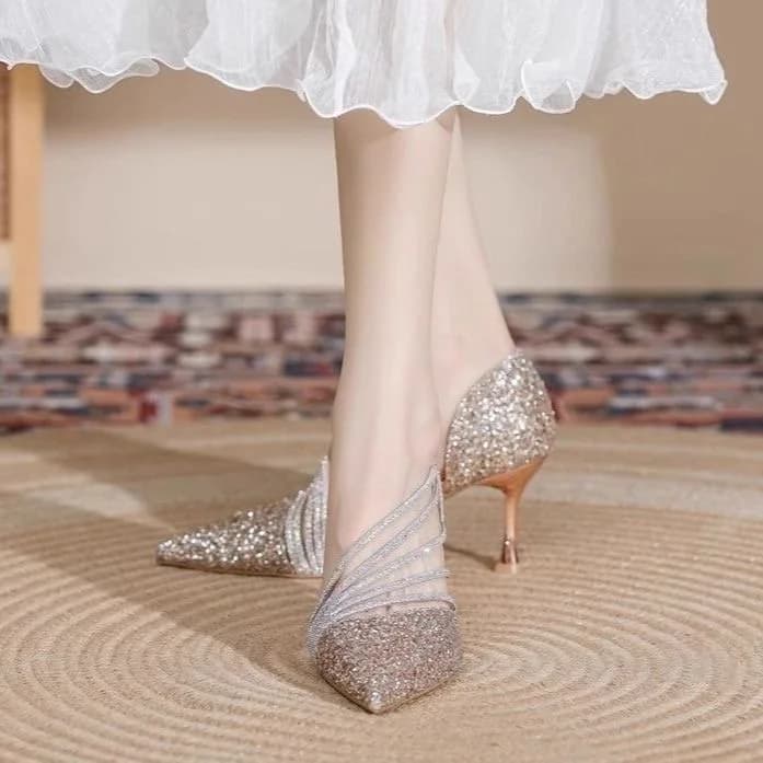 Women's Rhinestone Pointed High Heel Pumps — image 1